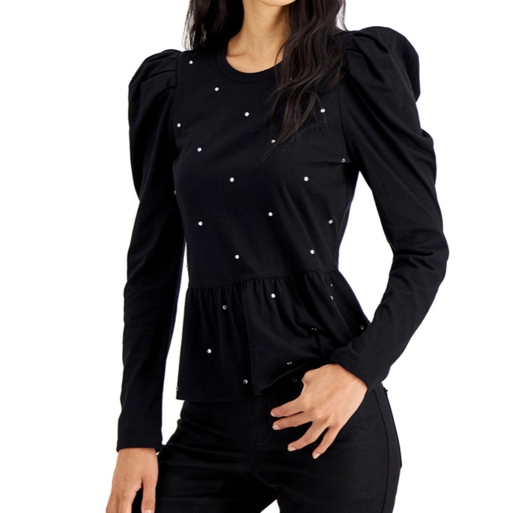 INC Peplum Top with Crystals